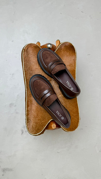 Лофери коричневі (еко шкіра + еко замш)