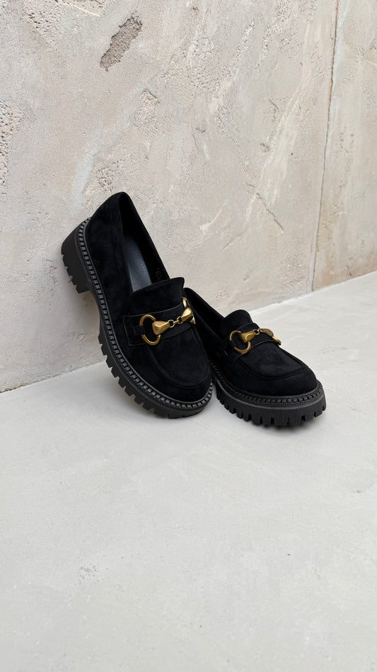 Лофери чорні замш (золота фурнітура)