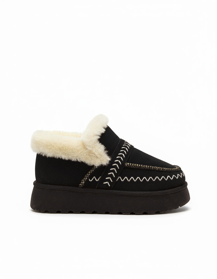 Уги (чорні) з візерунком та манжетом з хутра